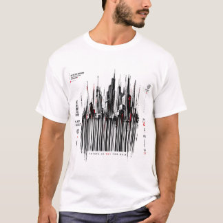 Cyberpunk-Stadtlandschaft-Barcode-Glitch-Art-Syste T-Shirt