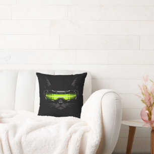 Cyberpunk-Stealth-Cat-Neon-Grün-Gaming-Zimmer-Deck Kissen
