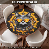 Cyberpunk-Steampunk-Katze mit Brille - Decoupage Geschenkpapier Set