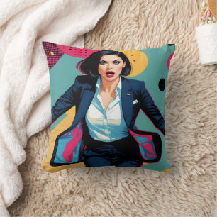 Cyberpunk Stilvolles Mädchen Pop Art Kissen