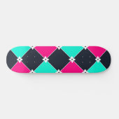 Cyberpunk Synthwave-Muster Fuchsia Türkis Skateboard (Horizontal)