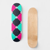 Cyberpunk Synthwave-Muster Fuchsia Türkis Skateboard (Vorderseite)