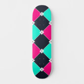 Cyberpunk Synthwave-Muster Fuchsia Türkis Skateboard (Vorderseite)