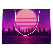 Cyberpunk-Synthwave-Scifi-Rosa Große Geschenktüte (Vorderseite)