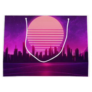 Cyberpunk-Synthwave-Scifi-Rosa Große Geschenktüte