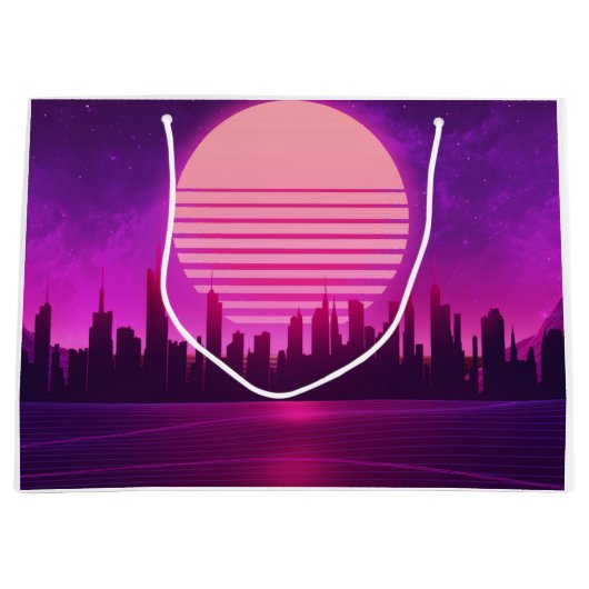 Cyberpunk-Synthwave-Scifi-Rosa Große Geschenktüte (Vorderseite)