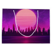 Cyberpunk-Synthwave-Scifi-Rosa Große Geschenktüte (Rückseite)