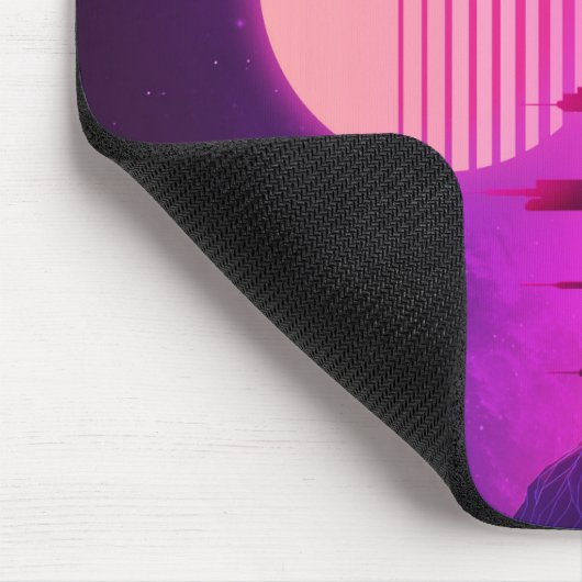 Cyberpunk-Synthwave-Scifi-Rosa schwarz Mousepad (Ecke)