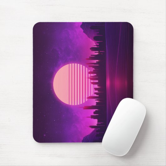 Cyberpunk-Synthwave-Scifi-Rosa schwarz Mousepad (Mit Mouse)