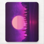 Cyberpunk-Synthwave-Scifi-Rosa schwarz Mousepad (Vorne)