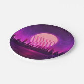 Cyberpunk-Synthwave-Scifi-Rosa schwarz Pappteller (Schrägansicht)