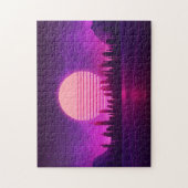 Cyberpunk-Synthwave-Scifi-Rosa schwarz Puzzle (Vertikal)