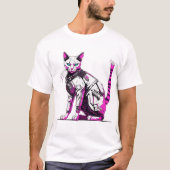 Cyberpunk Tactical Cat in Neon Gear T-Shirt (Vorderseite)