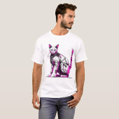 Cyberpunk Tactical Cat in Neon Gear T-Shirt (Vorne ganz)