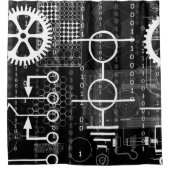 Cyberpunk Tech Geek Gear Electronic Engineer Math Duschvorhang (Vorderseite)