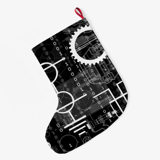 Cyberpunk Tech Geek Gear Electronic Engineer Math Großer Weihnachtsstrumpf (Rückseite (Hängend))