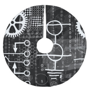 Cyberpunk Tech Geek Gear Electronic Engineer Math Polyester Weihnachtsbaumdecke