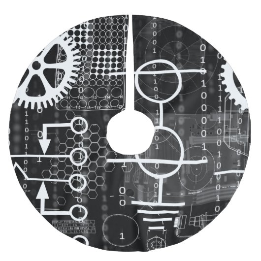 Cyberpunk Tech Geek Gear Electronic Engineer Math Polyester Weihnachtsbaumdecke (Vorderseite)