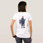 Cyberpunk-Tech-Mädchen mit rosa Haar Poster T-Shirt (Schwarz voll)