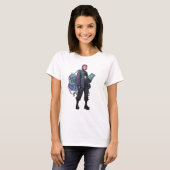 Cyberpunk-Tech-Mädchen mit rosa Haar Poster T-Shirt (Vorne ganz)