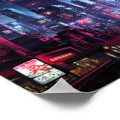 Cyberpunk Tokyo Night Street Poster (Ecke)