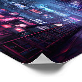 Cyberpunk Tokyo Night Street Poster (Ecke)