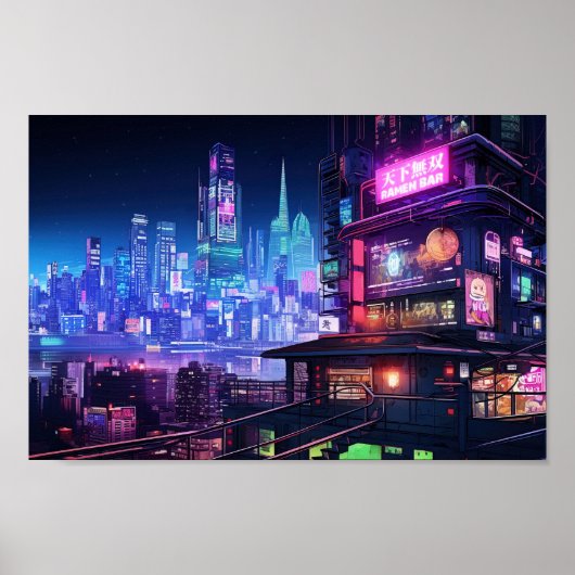 Cyberpunk Tokyo Ramen House Poster (Vorne)