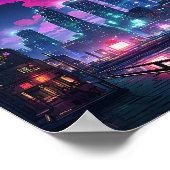 Cyberpunk Tokyo Riverfront Poster (Ecke)