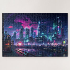 Cyberpunk Tokyo Riverfront Puzzle