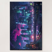 Cyberpunk Tokyo Riverfront Puzzle (Vertikal)