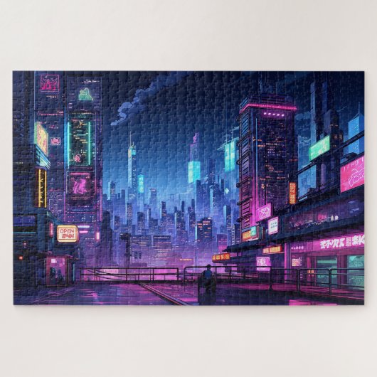 Cyberpunk Tokyo Rooftop Puzzle (Horizontal)