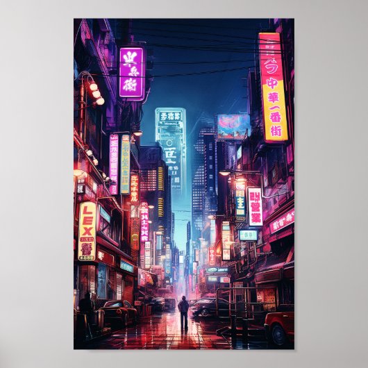 Cyberpunk Tokyo Street Neon Light Poster (Vorne)