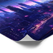 Cyberpunk Tokyo Waterfront Poster (Ecke)