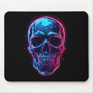 Cyberpunk-Totenkopf-Neon-Synthwave-Glow-Gamer-Goth Mousepad