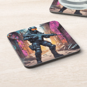 Cyberpunk- Untersetzer mit Korkrücken - Set von 6