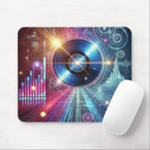 Cyberpunk Vinyl Beats - Neon Synthwave Gaming Maus Mousepad (Mit Mouse)