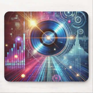 Cyberpunk Vinyl Beats - Neon Synthwave Gaming Maus Mousepad