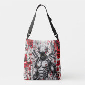 Cyberpunk Warrior Graffiti Crossbody Bag Tragetaschen Mit Langen Trägern (Rückseite)