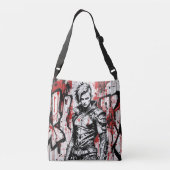 Cyberpunk Warrior Graffiti Crossbody Bag Tragetaschen Mit Langen Trägern (Rückseite)