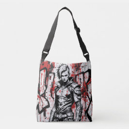 Cyberpunk Warrior Graffiti Crossbody Bag Tragetaschen Mit Langen Trägern