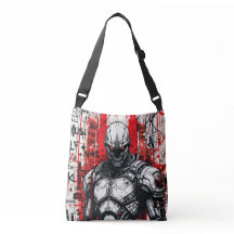 Cyberpunk Warrior Graffiti Crossbody Bag