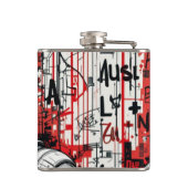 Cyberpunk Warrior Graffiti Flask - Rot, Schwarz Flachmann (Rückseite)