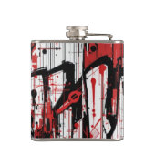Cyberpunk Warrior Graffiti Flask - Rot, Schwarz Flachmann (Rückseite)