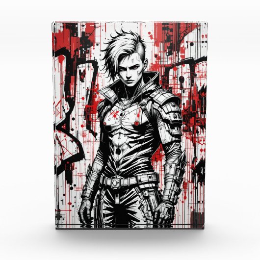 Cyberpunk Warrior Graffiti - Foto Block (Vorderseite)