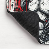 Cyberpunk Warrior Graffiti Mousepad - Rot, Schwarz (Ecke)