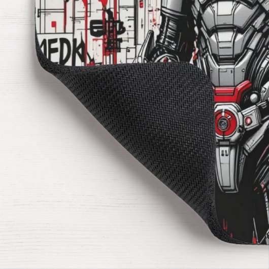 Cyberpunk Warrior Graffiti Mousepad - Rot, Schwarz (Ecke)