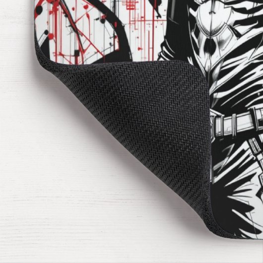 Cyberpunk Warrior Graffiti Mousepad - Rot, Schwarz (Ecke)