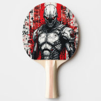 Cyberpunk Warrior Graffiti Ping Pong Paddle -