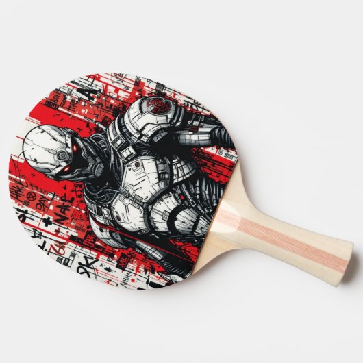 Cyberpunk Warrior Graffiti Ping Pong Paddle - Tischtennis Schläger (Seitenansicht)