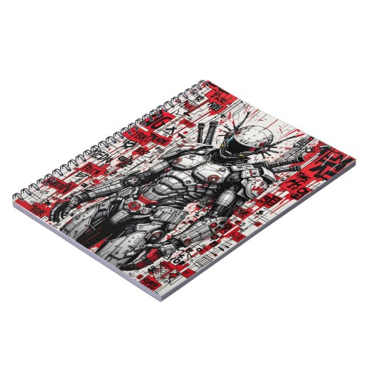 Cyberpunk Warrior Graffiti - Spiral Notebook Notizblock (Linke Seite)